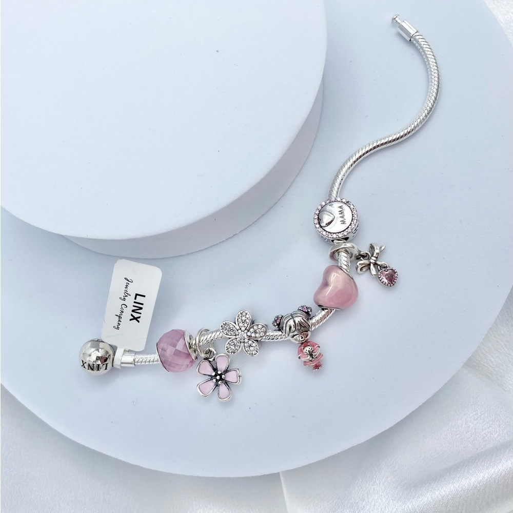 Linx Snake Chain Bracelet with Girl Mom Themed Charms